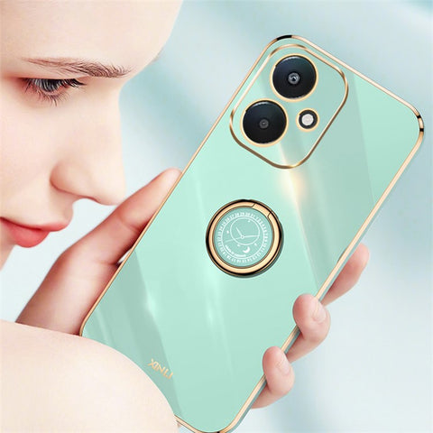 XINLI For Xiaomi Redmi 13C 5G / 13R 5G / Poco M6 5G Case Electroplating Kickstand Soft TPU Phone Cover