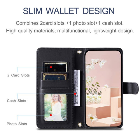 For Huawei P50 4G Case with Shoulder Strap Stand PU Leather Wallet Phone Cover