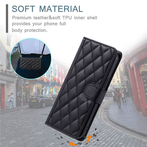 For Huawei P50 4G Case with Shoulder Strap Stand PU Leather Wallet Phone Cover