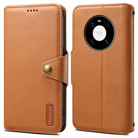 DENIOR For Huawei Mate 40 Pro 4G / Mate 40 Pro 5G Magnetic Phone Case Cowhide Texture Stand Cover