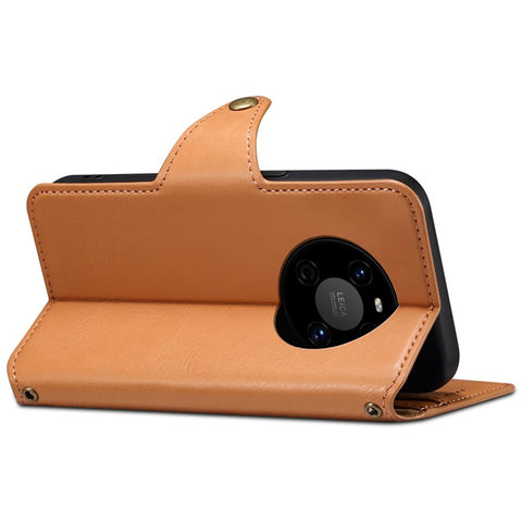 DENIOR For Huawei Mate 40 Case Leather Card Holder Phone Guard Cover with Cowhide Texture