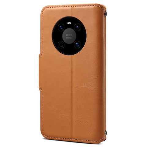 DENIOR For Huawei Mate 40 Case Leather Card Holder Phone Guard Cover with Cowhide Texture