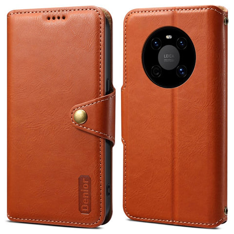 DENIOR For Huawei Mate 40 Case Leather Card Holder Phone Guard Cover with Cowhide Texture