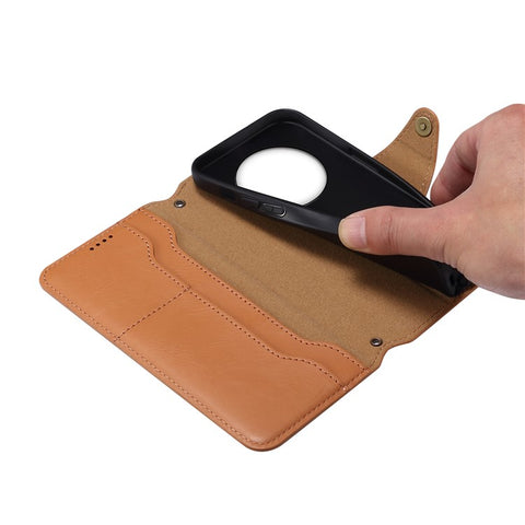 DENIOR For Huawei Mate 50 Pro 4G Wallet Case Cowhide Texture Leather + TPU Phone Cover