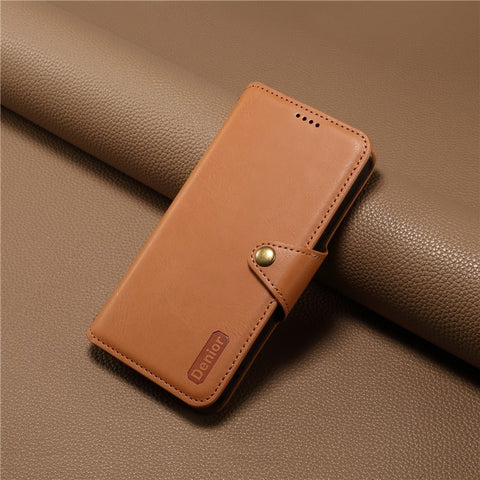 DENIOR For Huawei Mate 50 Pro 4G Wallet Case Cowhide Texture Leather + TPU Phone Cover