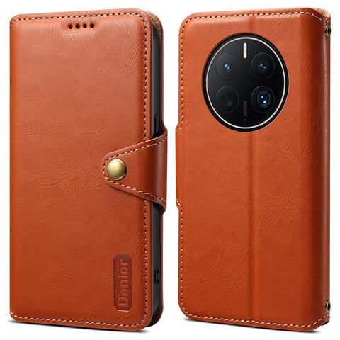 DENIOR For Huawei Mate 50 Pro 4G Wallet Case Cowhide Texture Leather + TPU Phone Cover