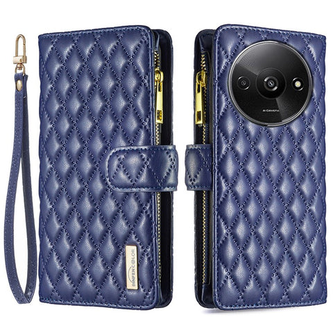 BINFEN COLOR BF Style-15 For Xiaomi Redmi A3 4G / Poco C61 4G Case Zipper Flip Shockproof Leather Phone Cover