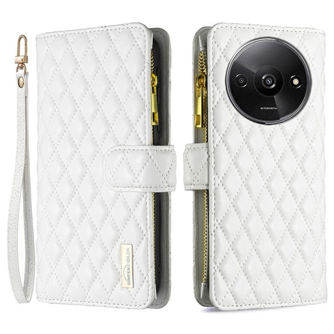 BINFEN COLOR BF Style-15 For Xiaomi Redmi A3 4G / Poco C61 4G Case Zipper Flip Shockproof Leather Phone Cover