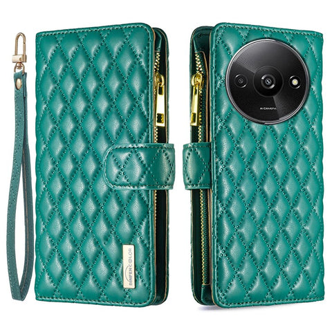 BINFEN COLOR BF Style-15 For Xiaomi Redmi A3 4G / Poco C61 4G Case Zipper Flip Shockproof Leather Phone Cover