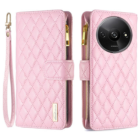 BINFEN COLOR BF Style-15 For Xiaomi Redmi A3 4G / Poco C61 4G Case Zipper Flip Shockproof Leather Phone Cover