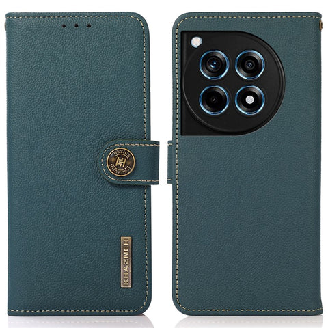 KHAZNEH For OnePlus Ace 3 5G / 12R 5G Cell Phone Case Genuine Cow Leather RFID Blocking Cover