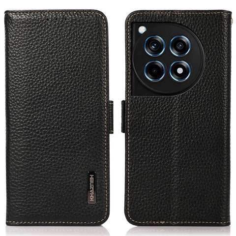 KHAZNEH For OnePlus Ace 3 5G / 12R 5G Magnetic Phone Case Litchi Texture RFID Blocking Anti-drop Cover