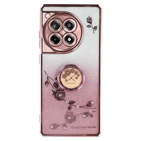 KADEM For OnePlus Ace 3 5G / 12R 5G Cell Phone Case Flower Pattern Ring Kickstand TPU Cover