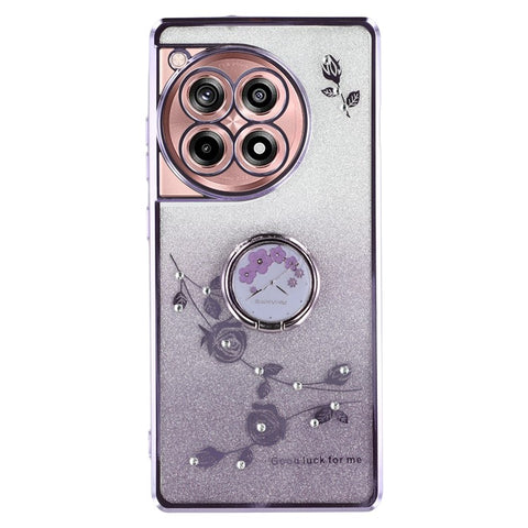 KADEM For OnePlus Ace 3 5G / 12R 5G Cell Phone Case Flower Pattern Ring Kickstand TPU Cover