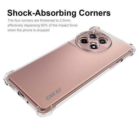 ENKAY HAT PRINCE For OnePlus Ace 3 5G / 12R 5G Clear Case Four Corners Reinforced Anti-Slip Strip Edge TPU Phone Cover