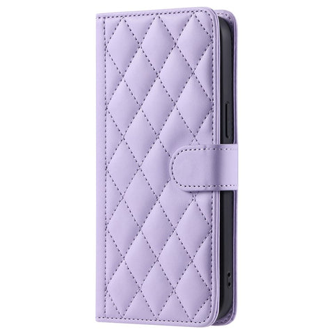 For Xiaomi Poco M2 / Redmi 9 / 9 Prime (India) Case Rhombus Grid Leather Wallet Phone Cover with 2 Straps