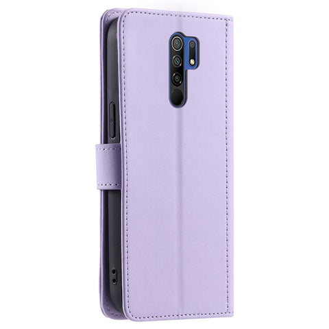 For Xiaomi Poco M2 / Redmi 9 / 9 Prime (India) Case Rhombus Grid Leather Wallet Phone Cover with 2 Straps