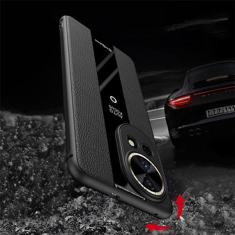 Q.COO Non-slip Case for Huawei nova 12 Pro 5G / 12 Ultra 5G Cover Leather+TPU+Acrylic Slim Smartphone Shell