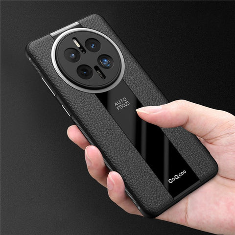Q.COO For Huawei Mate 50 Pro 4G Case PU Leather+TPU+Acrylic Anti-collision Phone Shell