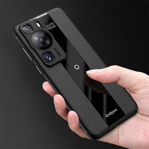 Q.COO For Huawei P60 / P60 Pro Fall Proof Case PU Leather+TPU+Acrylic Phone Shell