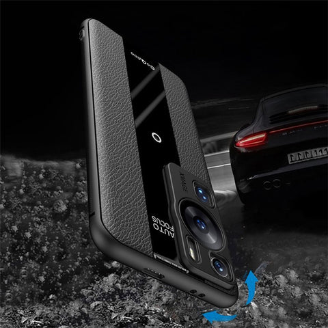 Q.COO For Huawei P60 / P60 Pro Fall Proof Case PU Leather+TPU+Acrylic Phone Shell