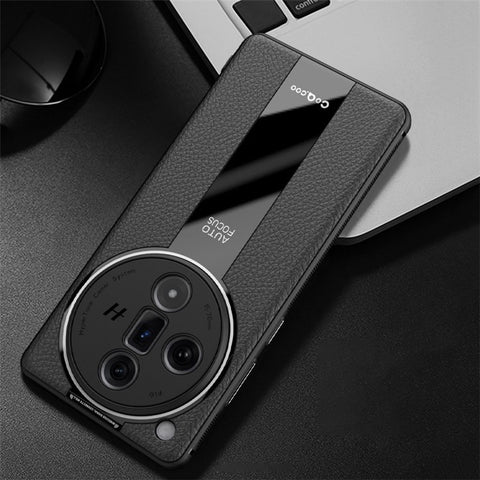 Q.COO For Oppo Find X7 5G Cover PU Leather+TPU+Acrylic Anti-scratch Cell Phone Case