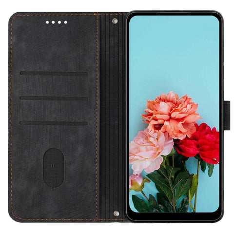 For Motorola Moto G Play 5G (2024) / Moto G 5G (2024) Case PU Leather Lines Imprinted Phone Wallet Cover