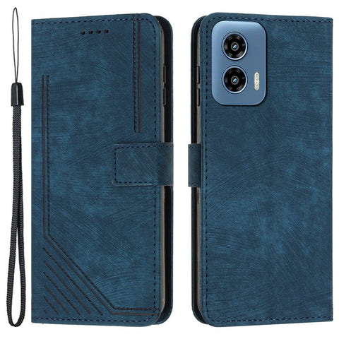 For Motorola Moto G Play 5G (2024) / Moto G 5G (2024) Case PU Leather Lines Imprinted Phone Wallet Cover