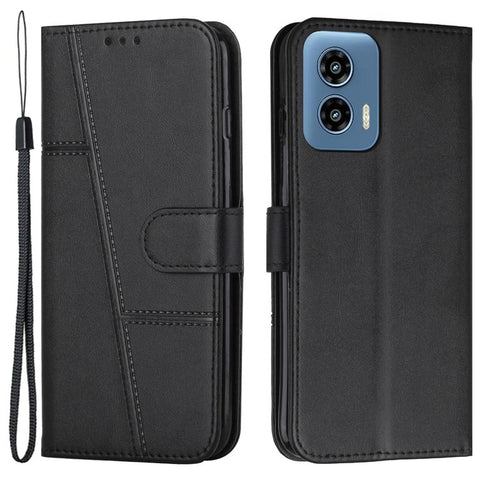 For Motorola Moto G Play 5G (2024) / Moto G 5G (2024) Case PU Leather Stand Flip Phone Cover Calf Texture