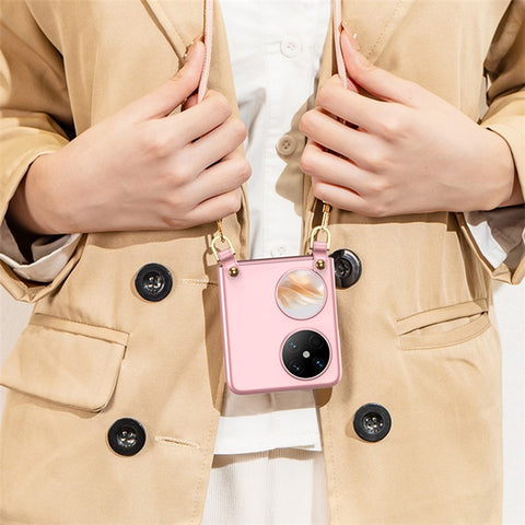 GKK For Huawei Pocket 2 PC Case Ultra Slim Folding Mobile Phone Cover with Shoulder Strap