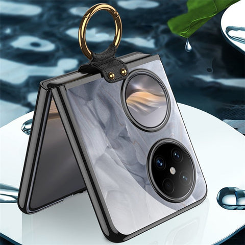 GKK For Huawei Pocket 2 Case Electroplating Ring Kickstand PC Phone Shell