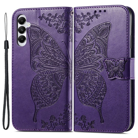 For Samsung Galaxy M14 4G Wallet Case Butterfly Imprinted Card Holder Smart Phone Cover