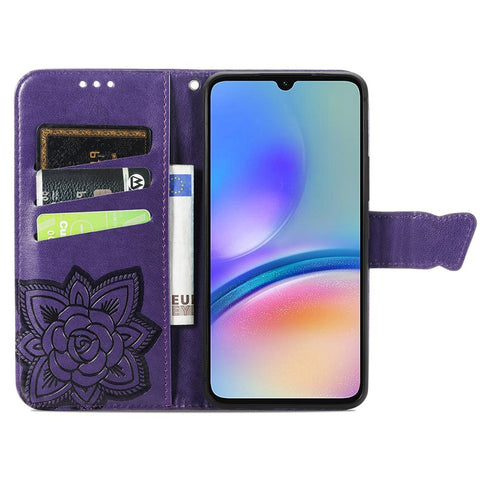 For Samsung Galaxy M14 4G Wallet Case Butterfly Imprinted Card Holder Smart Phone Cover