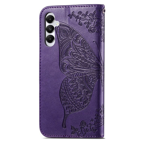 For Samsung Galaxy M14 4G Wallet Case Butterfly Imprinted Card Holder Smart Phone Cover