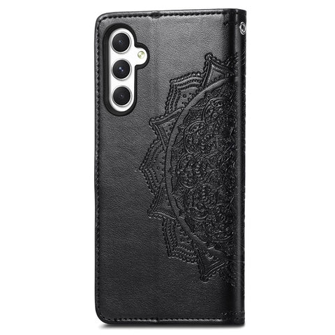 For Samsung Galaxy M14 4G Case PU Leather Mandala Embossed Folio Magnetic Phone Cover