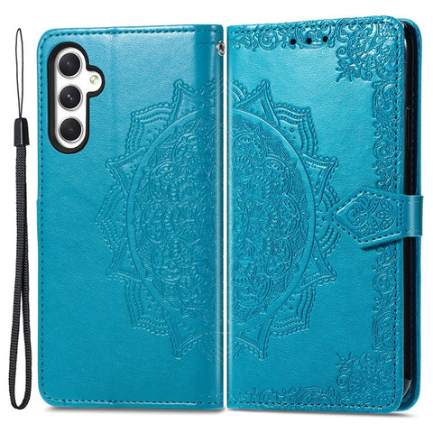 For Samsung Galaxy M14 4G Case PU Leather Mandala Embossed Folio Magnetic Phone Cover