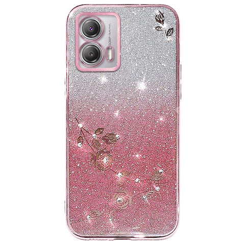 KADEM For Motorola Moto G73 5G TPU Case Sparkle Flower Gradient Phone Cover with Lanyard