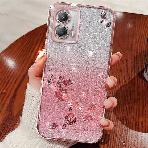 KADEM For Motorola Moto G73 5G Case Flower Pattern Gradient TPU Phone Cover