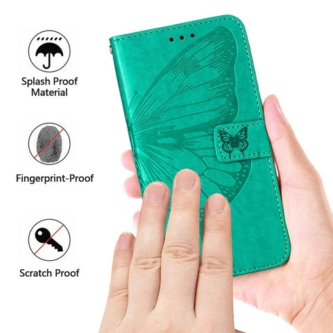 For Motorola Moto G Play 5G (2024) / Moto G 5G (2024) Wallet Case with Wrist Strap Butterfly Imprint Leather Phone Cover