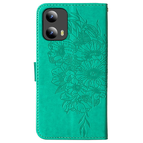 For Motorola Moto G Play 5G (2024) / Moto G 5G (2024) Wallet Case with Wrist Strap Butterfly Imprint Leather Phone Cover