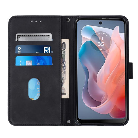 For Motorola Moto G Play 5G (2024) / Moto G 5G (2024) Leather Case with Hand Strap Wallet Stand Phone Cover