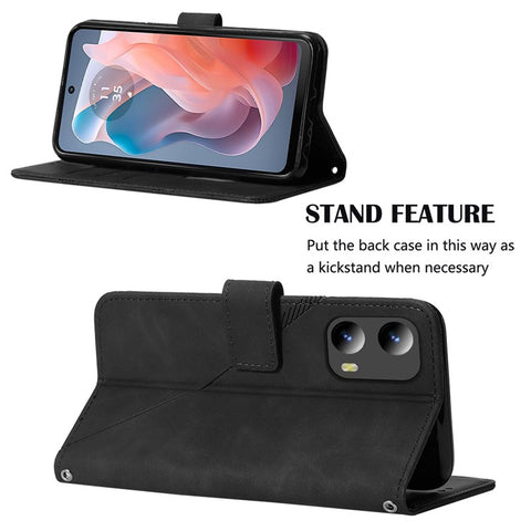 For Motorola Moto G Play 5G (2024) / Moto G 5G (2024) Leather Case with Hand Strap Wallet Stand Phone Cover