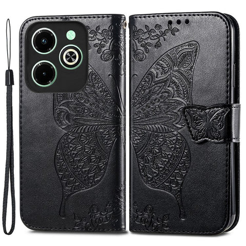 For Infinix Hot 40i Case Butterfly Imprinted Phone Cover with Hand Strap
