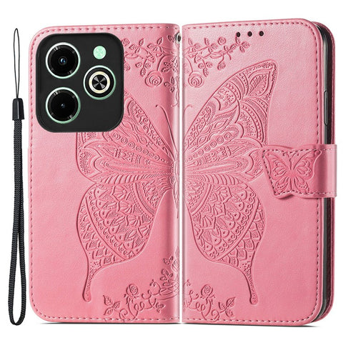 For Infinix Hot 40i Case Butterfly Imprinted Phone Cover with Hand Strap