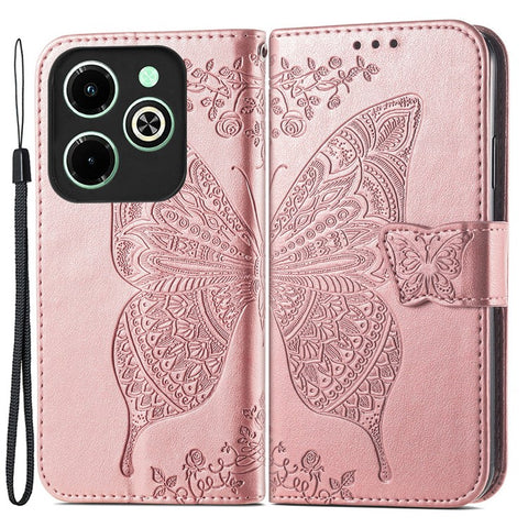 For Infinix Hot 40i Case Butterfly Imprinted Phone Cover with Hand Strap