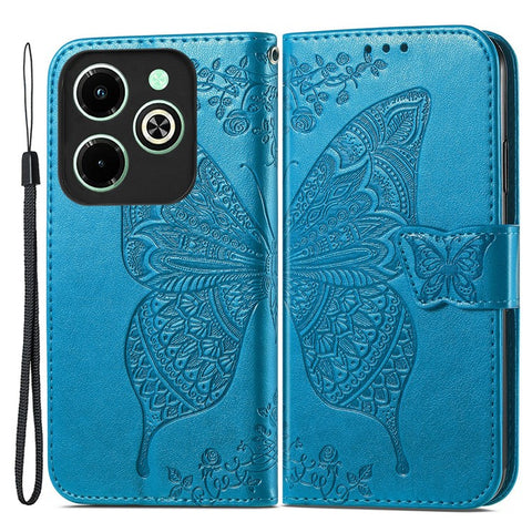 For Infinix Hot 40i Case Butterfly Imprinted Phone Cover with Hand Strap