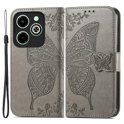 For Infinix Hot 40i Case Butterfly Imprinted Phone Cover with Hand Strap