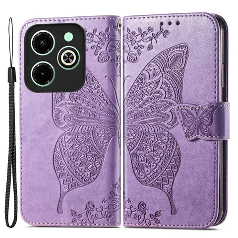 For Infinix Hot 40i Case Butterfly Imprinted Phone Cover with Hand Strap