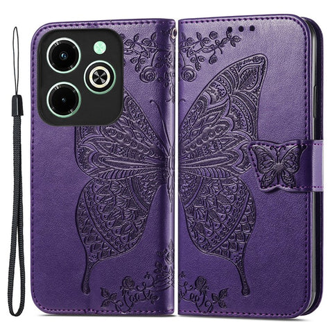 For Infinix Hot 40i Case Butterfly Imprinted Phone Cover with Hand Strap