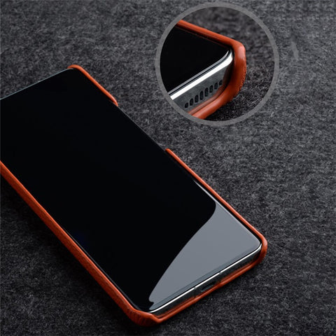MELKCO Cellphone Case for Xiaomi 13 Incomplete Edge Genuine Cow Leather Coated PC Cover